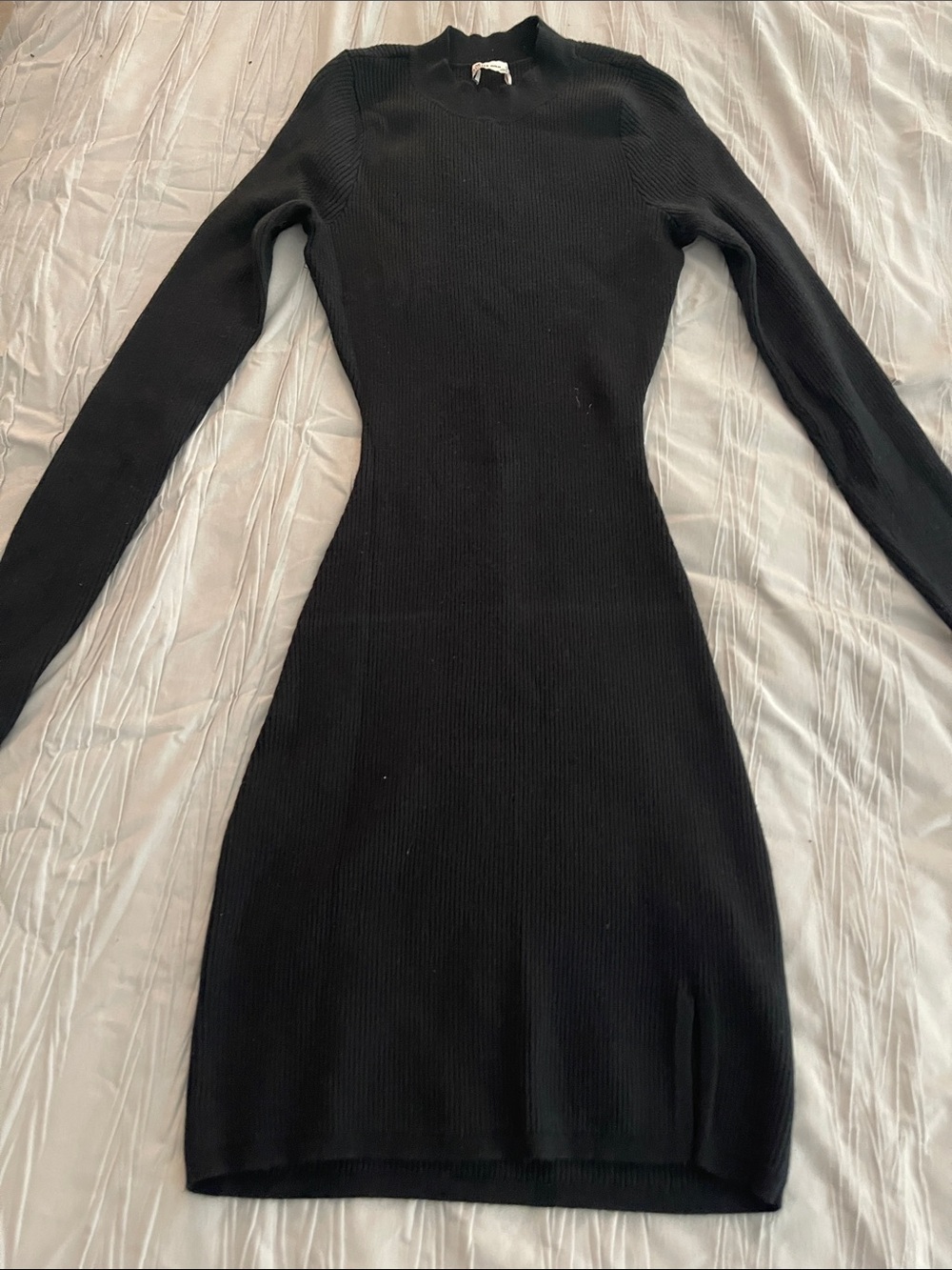 Hollister Black Ribbed Long Sleeve Midi Dress